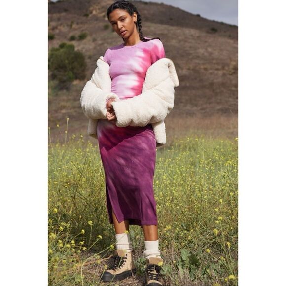 NEW Anthropologie Electric & Rose Skyler Pink Purple Tie Dye Midi Dress X-Small - Picture 2 of 3